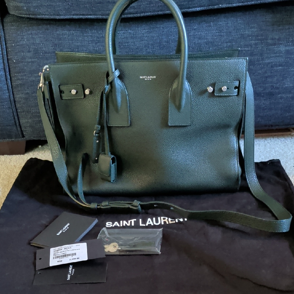 Saint Laurent Dark Green Satchel Bag